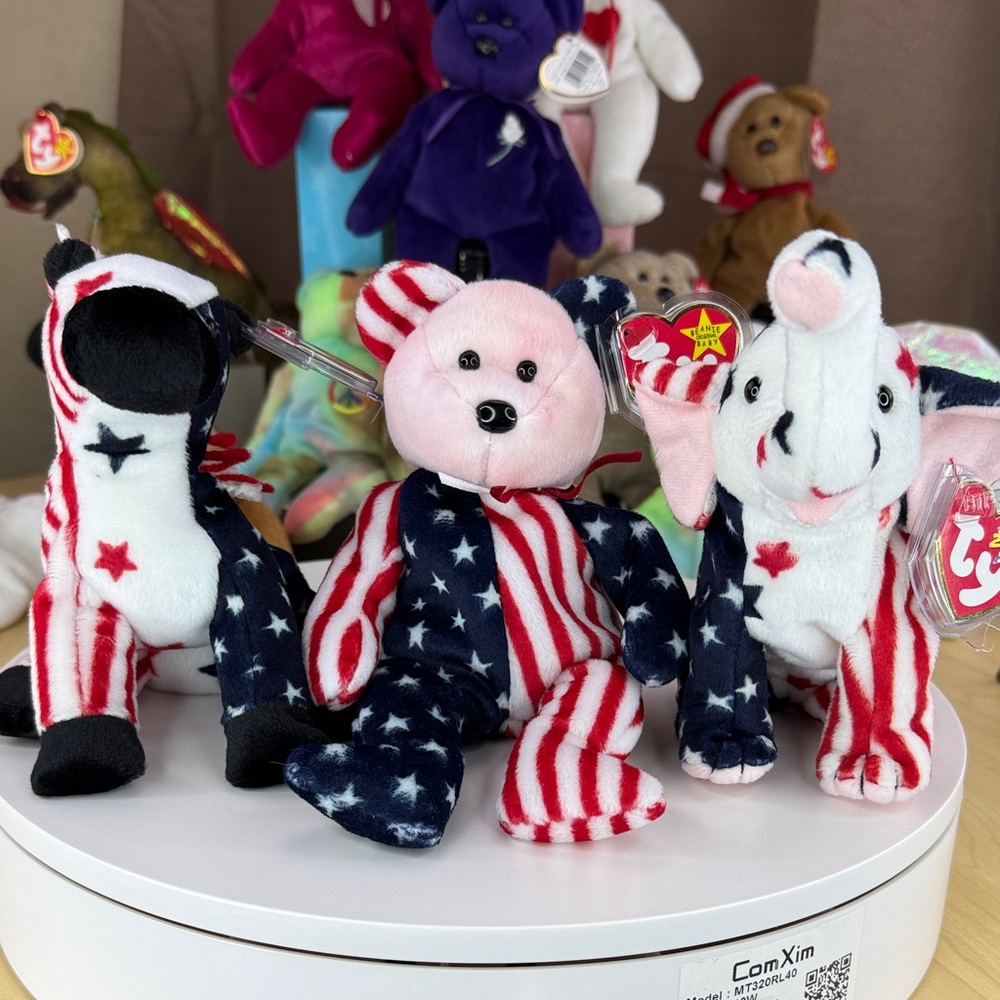 ❤️🇺🇸BEANIE BABY PATRIOTIC BUNDLE - SPANGLE / RIGHTY / LEFTY